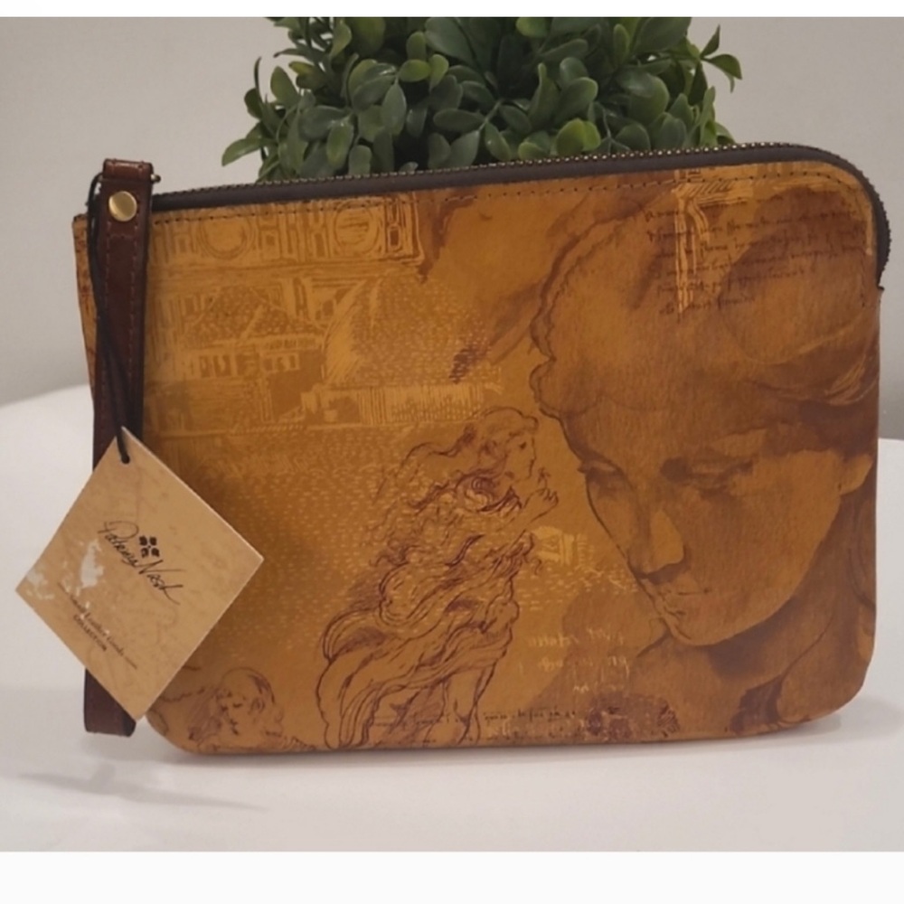Patricia Nash Leather Cassini Brown Leather Wristlet - Picture 4 of 5